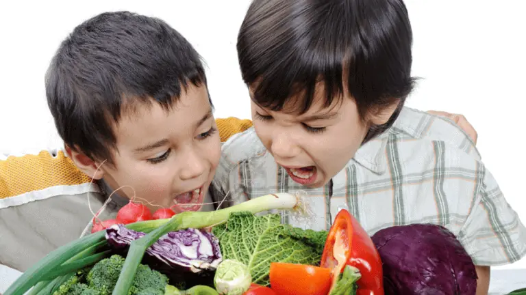 healthy eating two boys eating vegetables