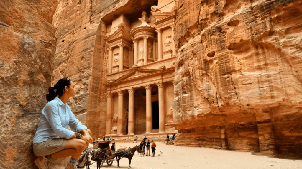 woman tourist petra jordan