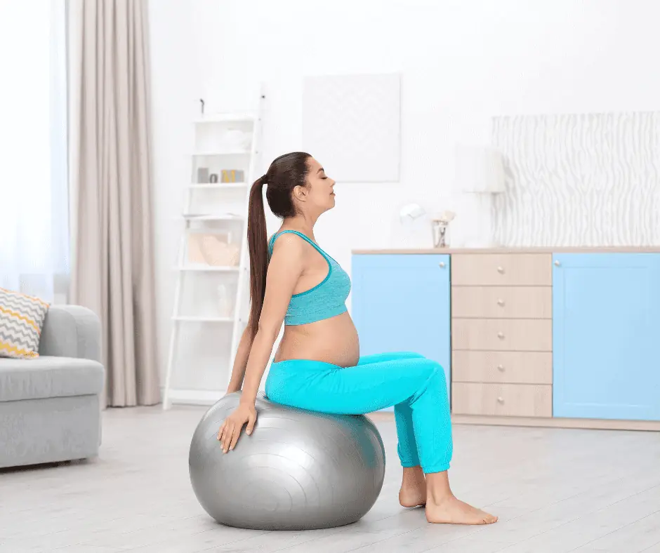 exercises for round ligament pain- pelvic tilts on a yoga ball