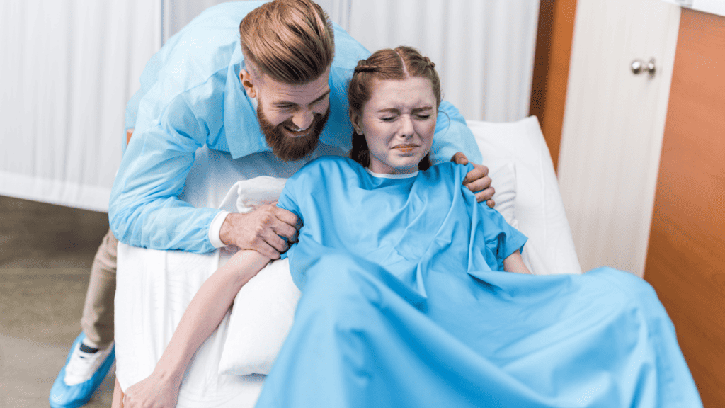 couple labor childbirth labor pain pushing