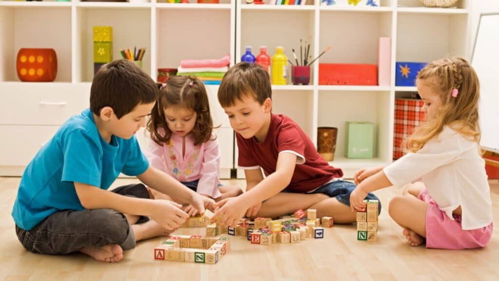 Children playing with blocks