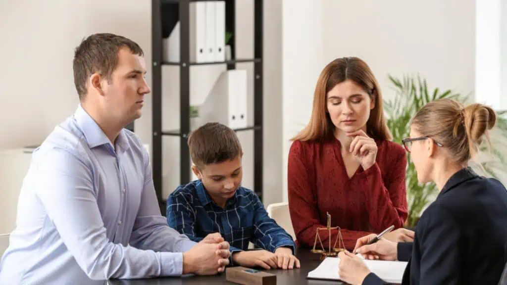 Divorced Parents Son Visiting Lawyer Concept Child Support
