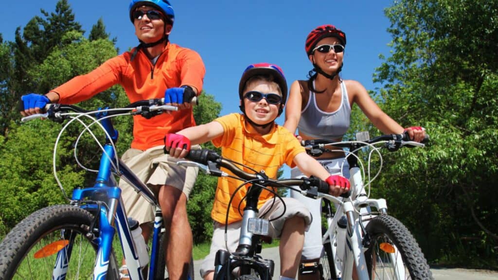 Family Cycling in the park