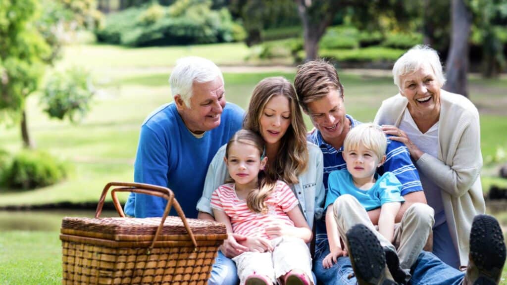 Family having picnic