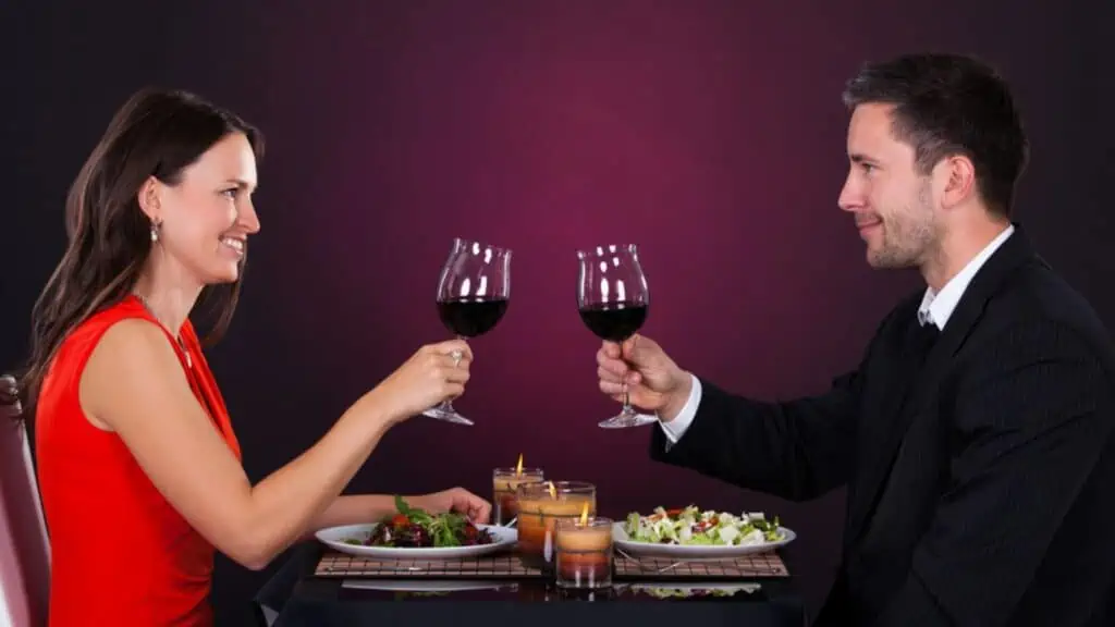 First date Couple Tossing Wine Glass