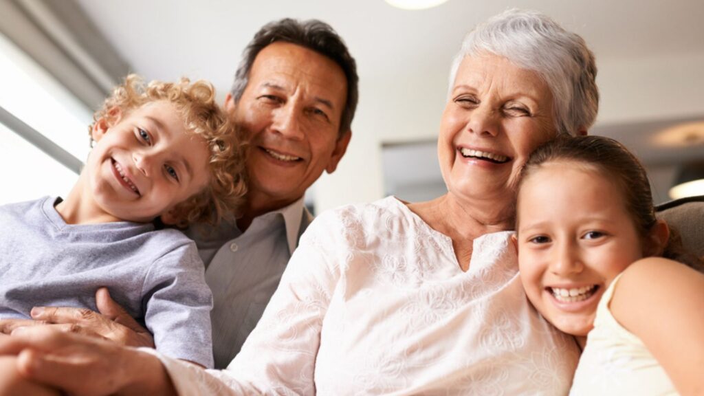 Grandparents are the best. Portrait of grandparents with their grandchildren at home