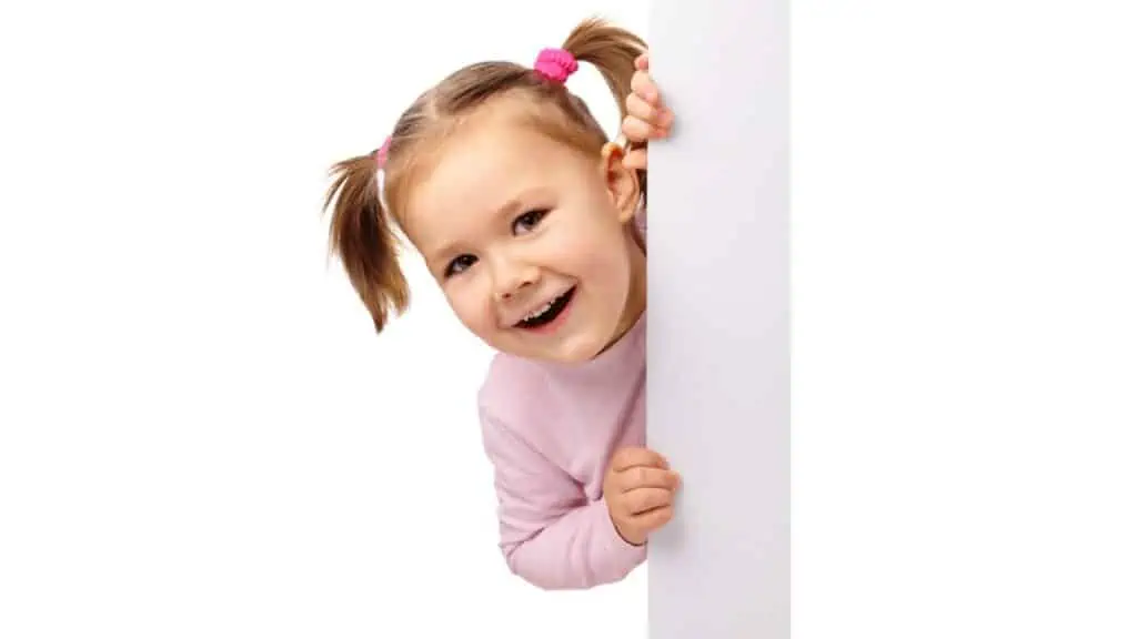 Happy Cute little girl with blank board