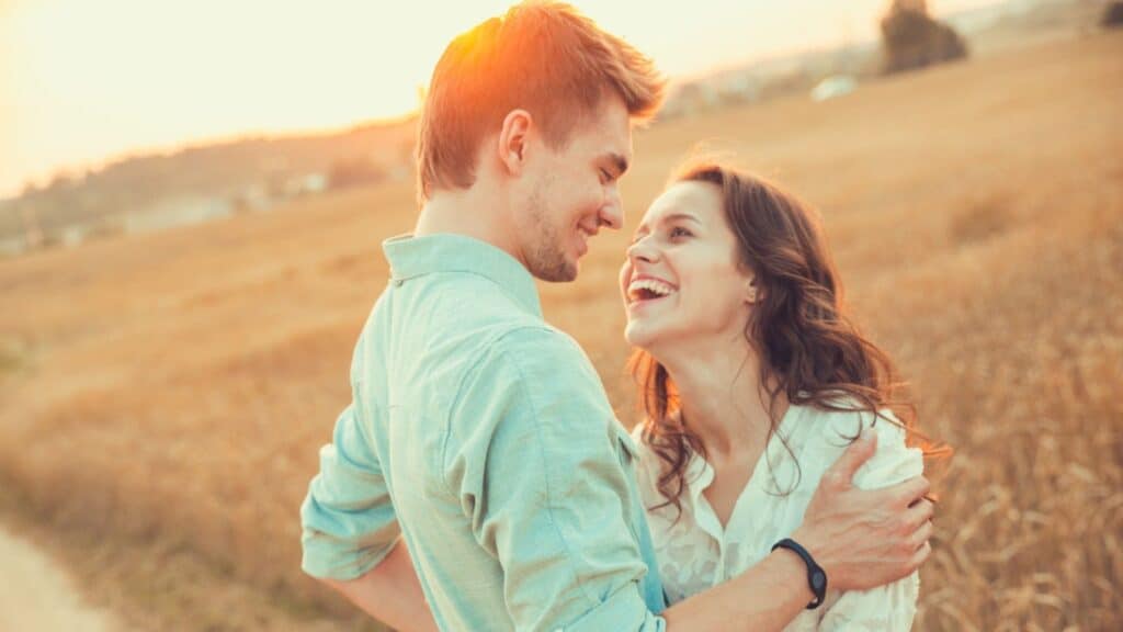 Happy couple in love outdoor
