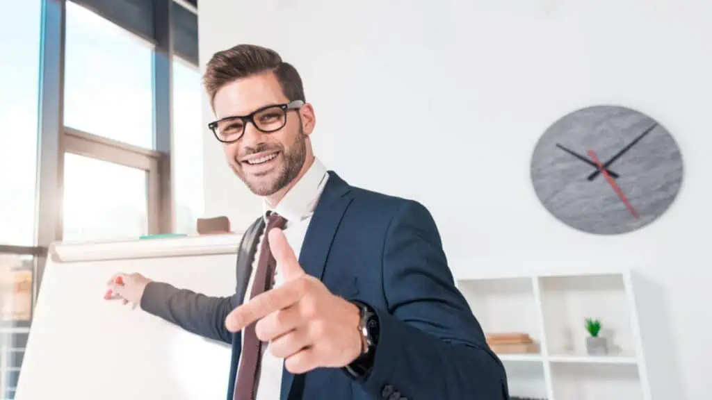 Happy man at the office