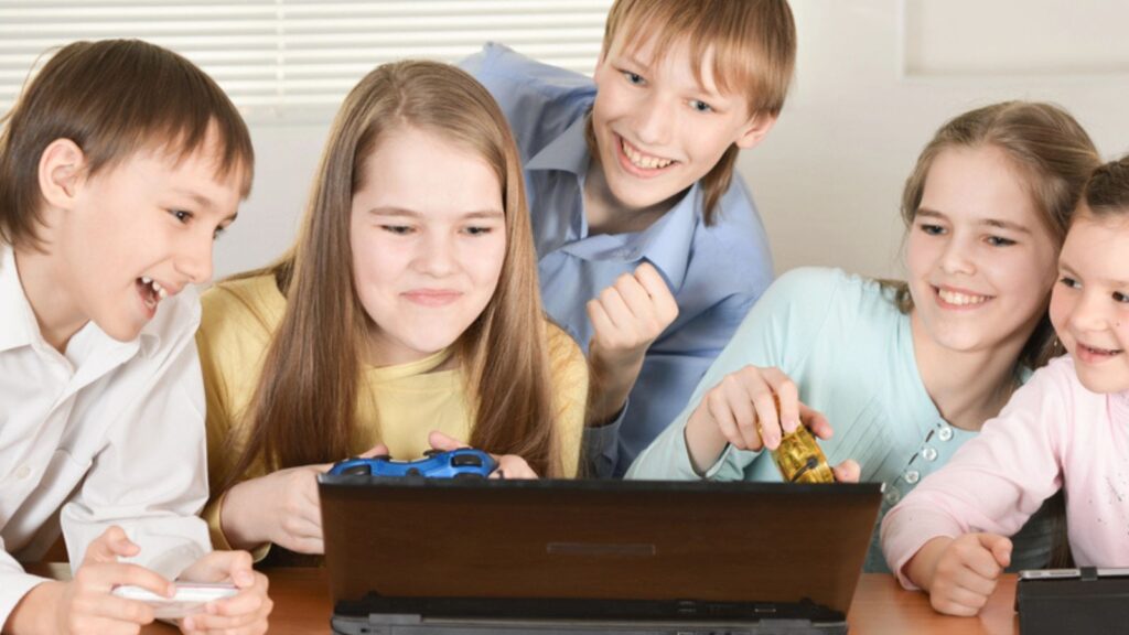 Kids playing in the laptop