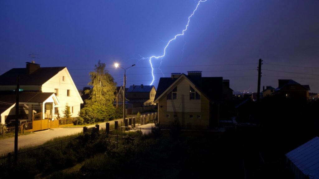 Lightning strike near the house