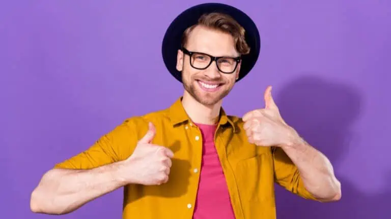 Man happy positive smile show thumb-up like