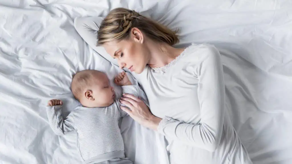 Mother and baby in white