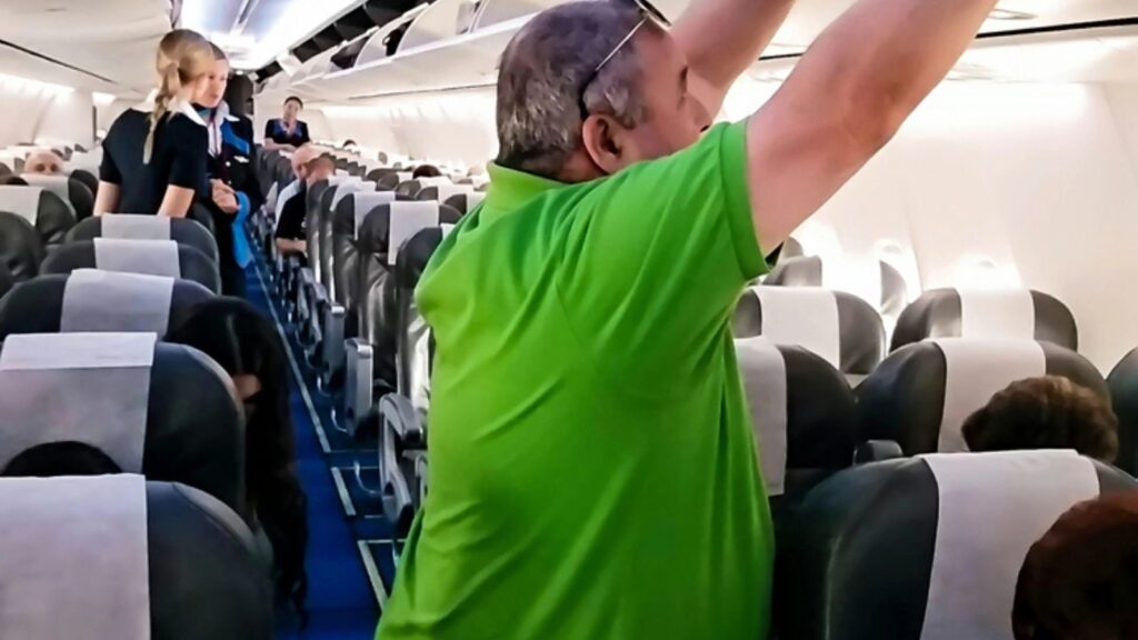 Old man in the airplane