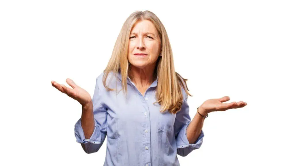 Senior beautiful woman in confused pose