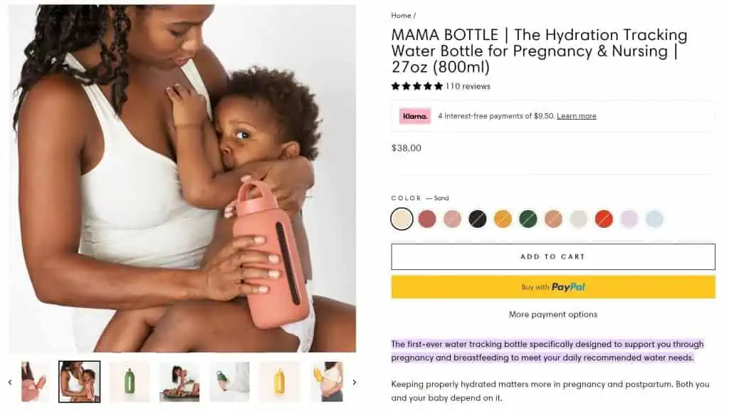 Mama Water Bottle 27oz (800ml)  The Hydration Tracking Water Bottle for  Pregnancy & Nursing – Village Maternity