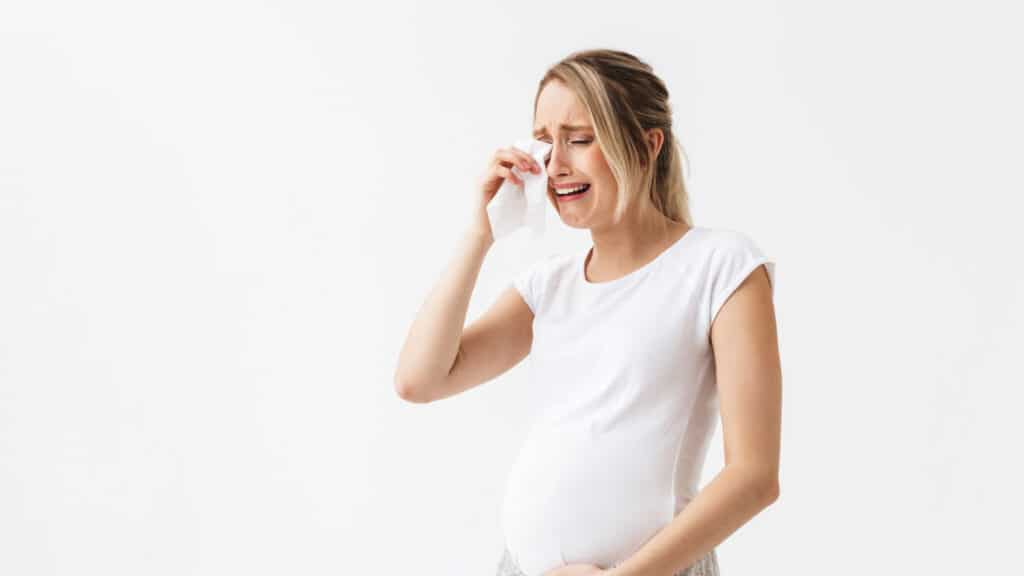 pregnant woman crying