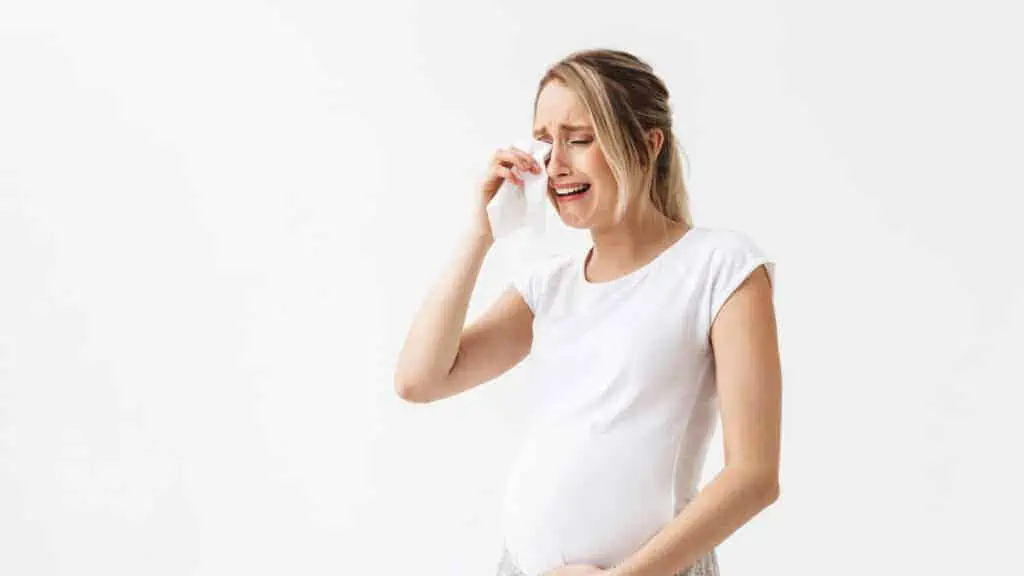 pregnant woman crying