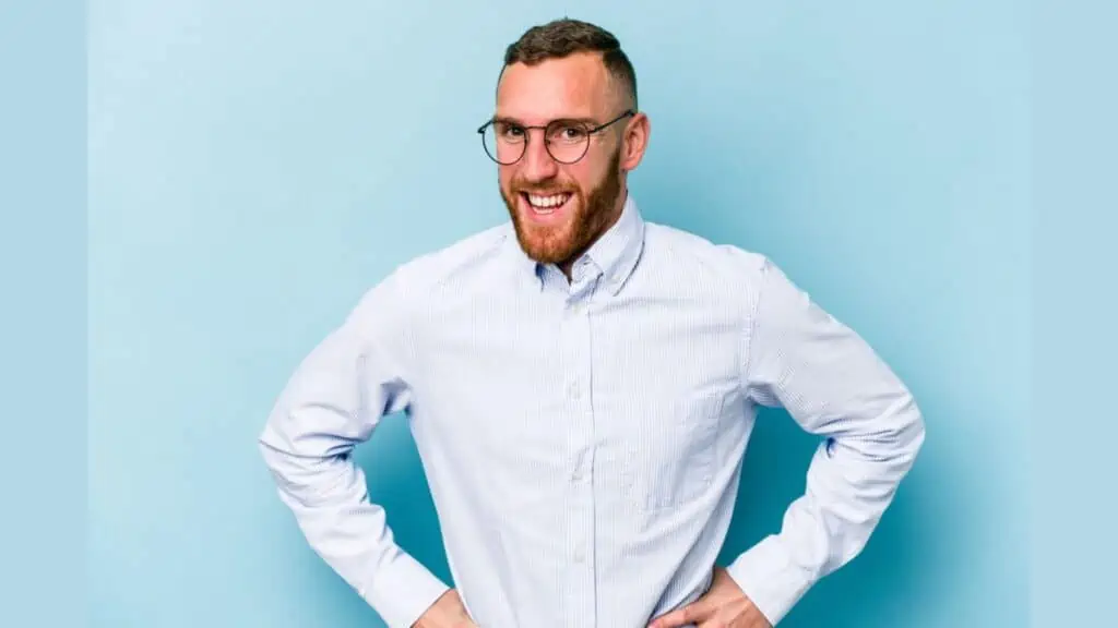 Smart man thinking in blue background