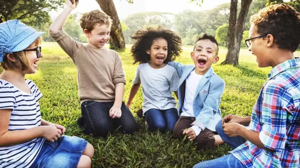 kids playing outside in a park