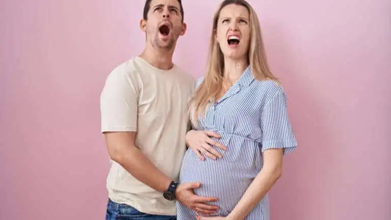 pregnant woman with man mom dad confused yelling mad why