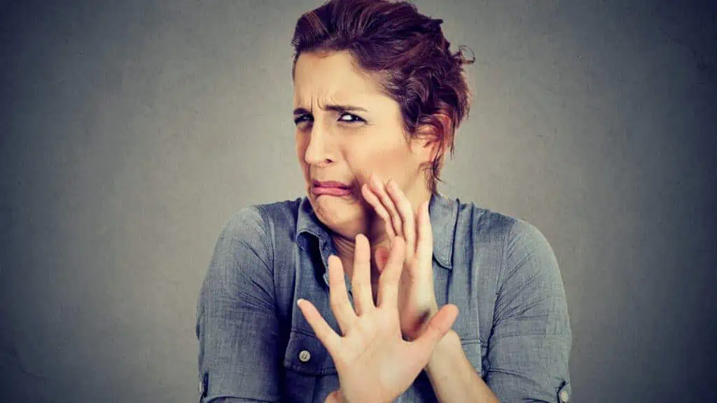 traumatized woman disgusted gross