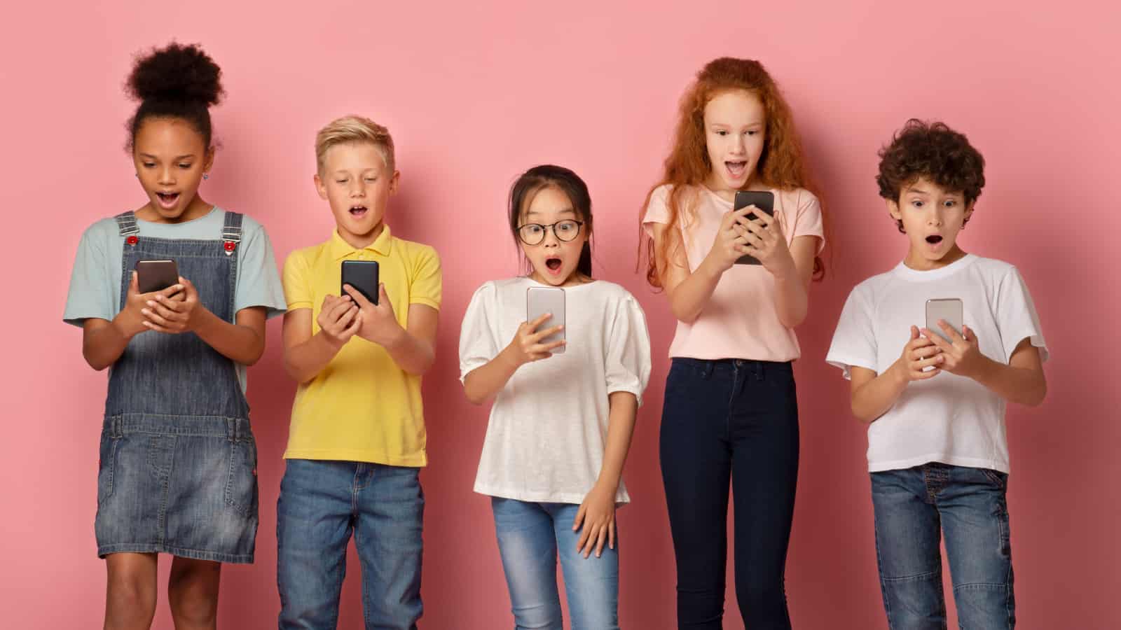 kids with phones shocked