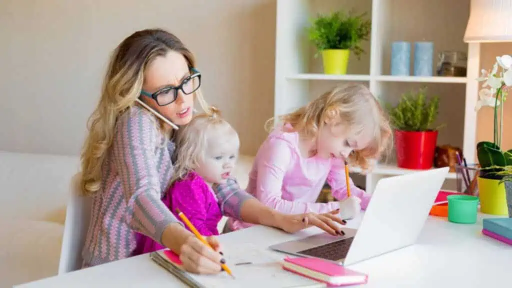 work at home mom with two girls