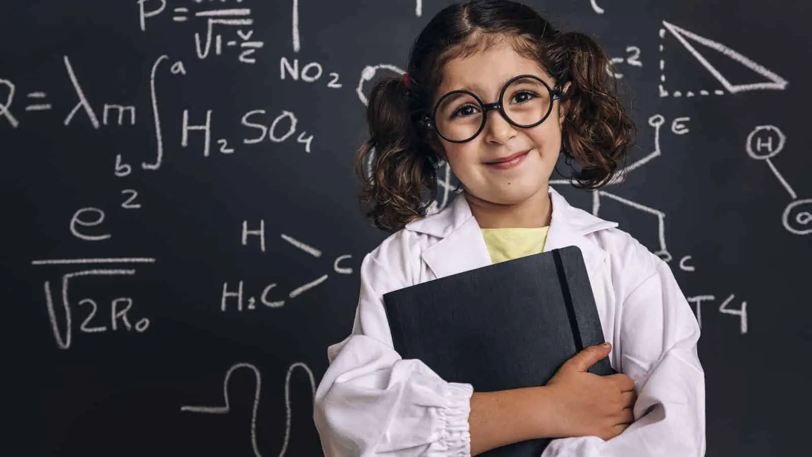 smart girl glasses science big tails
