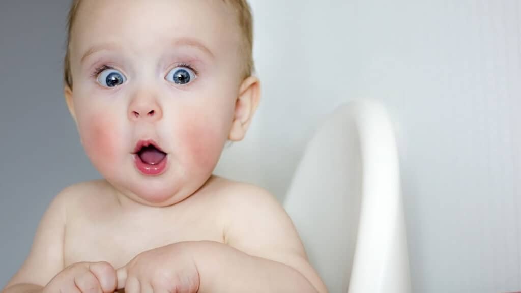 funny baby shocked face