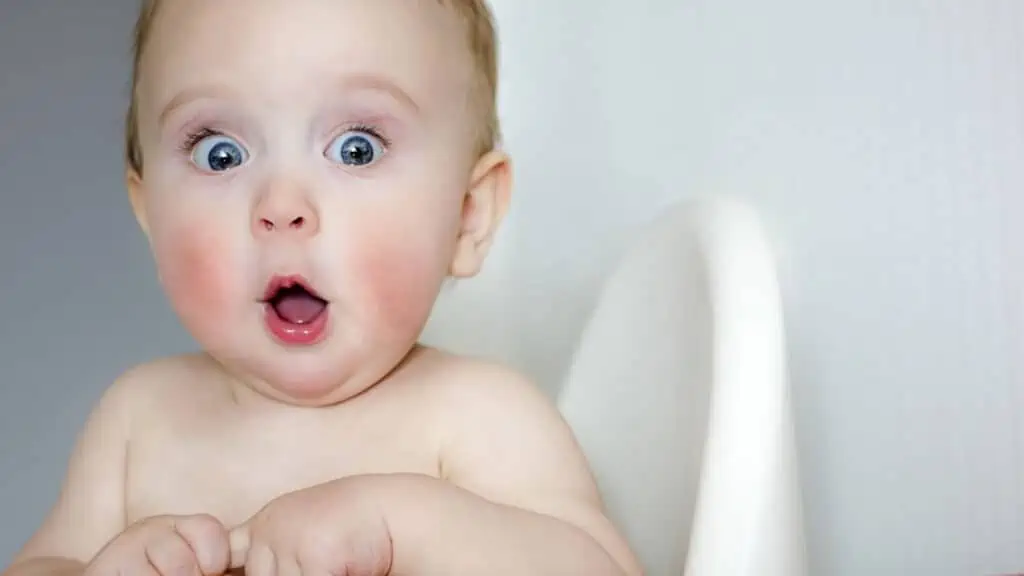 funny baby shocked face