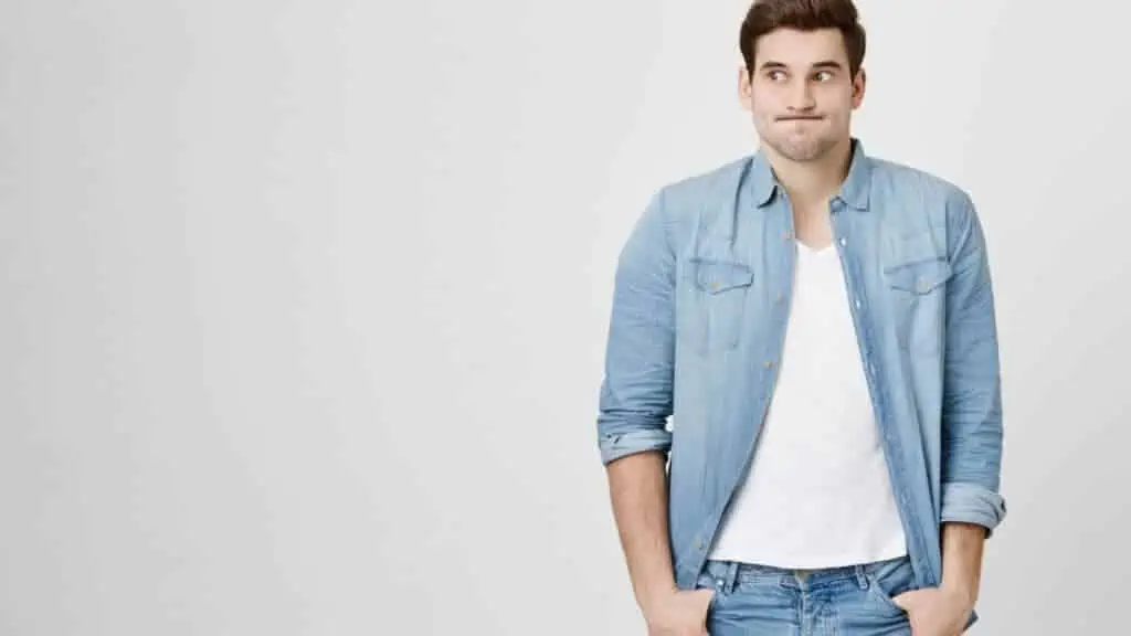 man confused not sorry cocky jerk jeans