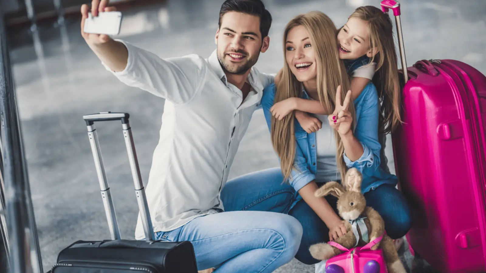 family travel airport suitcases travel