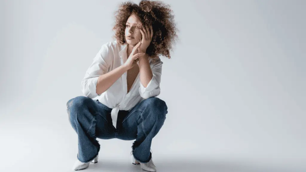 frustrated woman thinking pensive hair shoes