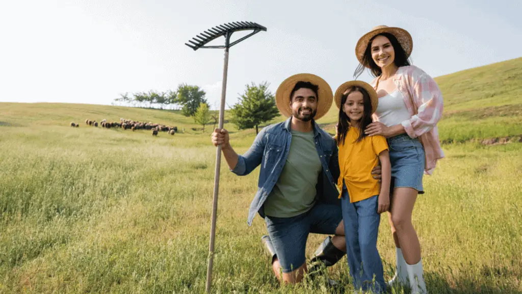 farm family outside nature rural happy hats