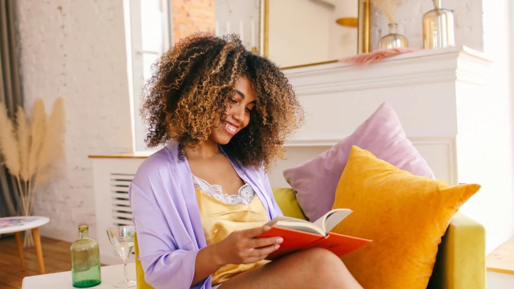 Woman reading book