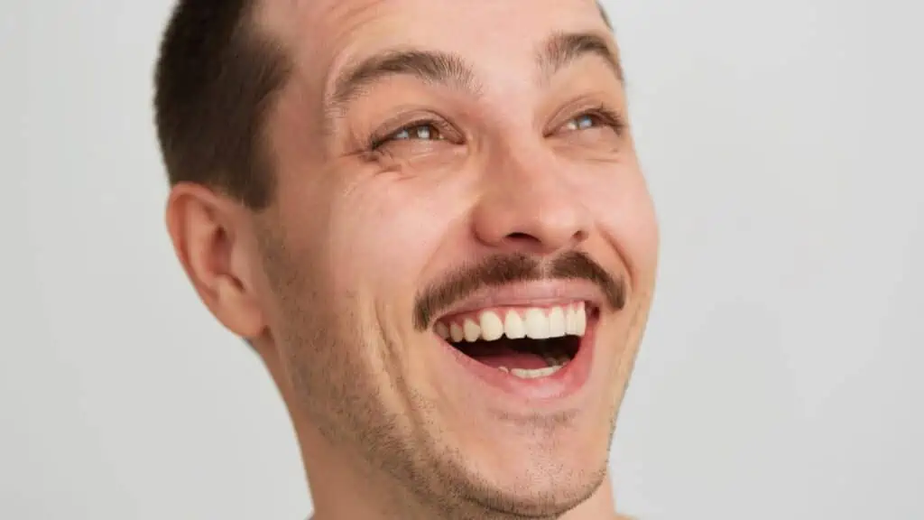 laughing man on white background